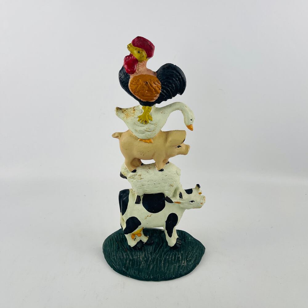Cast Iron Stacked Farm Animals Figurine & Door Stop 10 3/4"